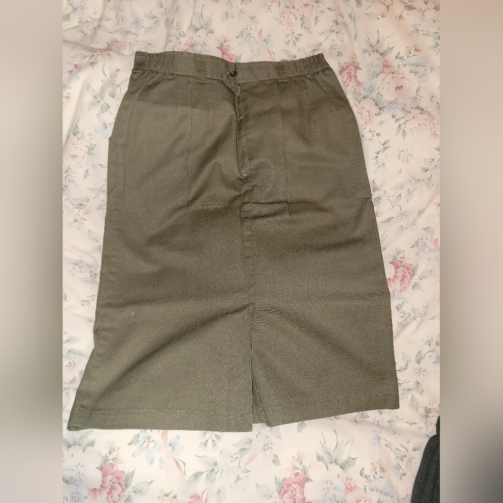 Olive Green Midi Skirt